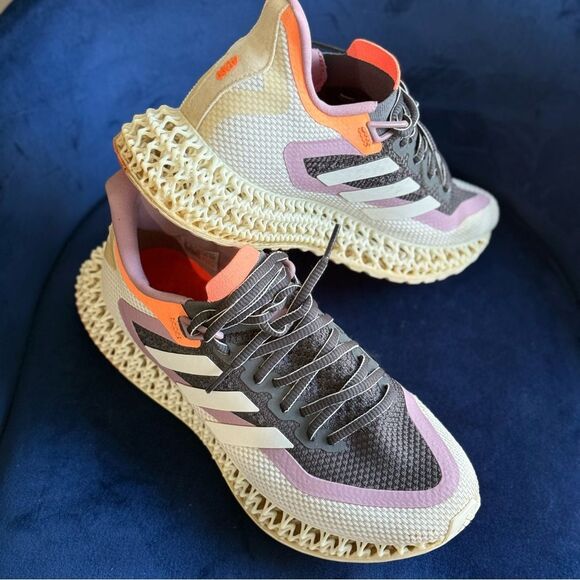 ADIDAS 4D FUSIO WOMEN’S RUNNING SHOES –GRAY / LILAC PURPLE / ORANGE –SIZE 8.5 US - Picture 13 of 17